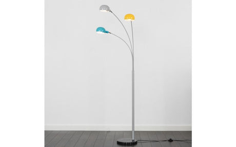 Curva Grey Floor Lamp with Multi Coloured Shades