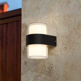 Wheddon 2Lt LED Outdoor Up/Down Light Wall Light Round Black - Comet Lighting