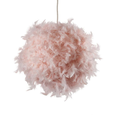 Uriel Real Feather Ball Pendant Pink 350mm