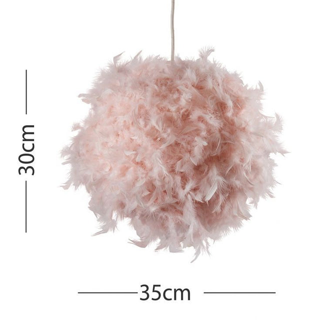 Uriel Real Feather Ball Pendant Pink 350mm