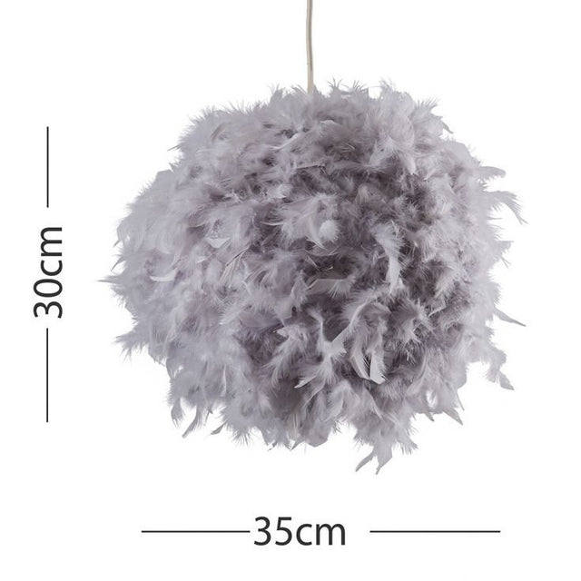 Uriel Real Feather Ball Pendant Grey 350mm
