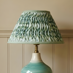 AARTIN 30 CM Green & White Ikat Cotton Lampshade - Empire ( Shade Only )