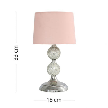 Harmony Mosaic Chrome Table Lamp With Dusky Pink Shade