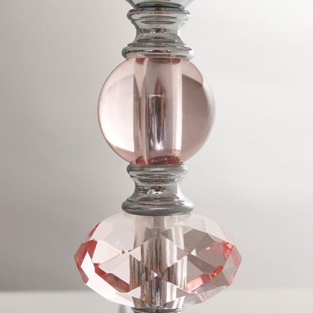 Jaigier Chrome Touch Table Lamp With Pink Pleated Shade