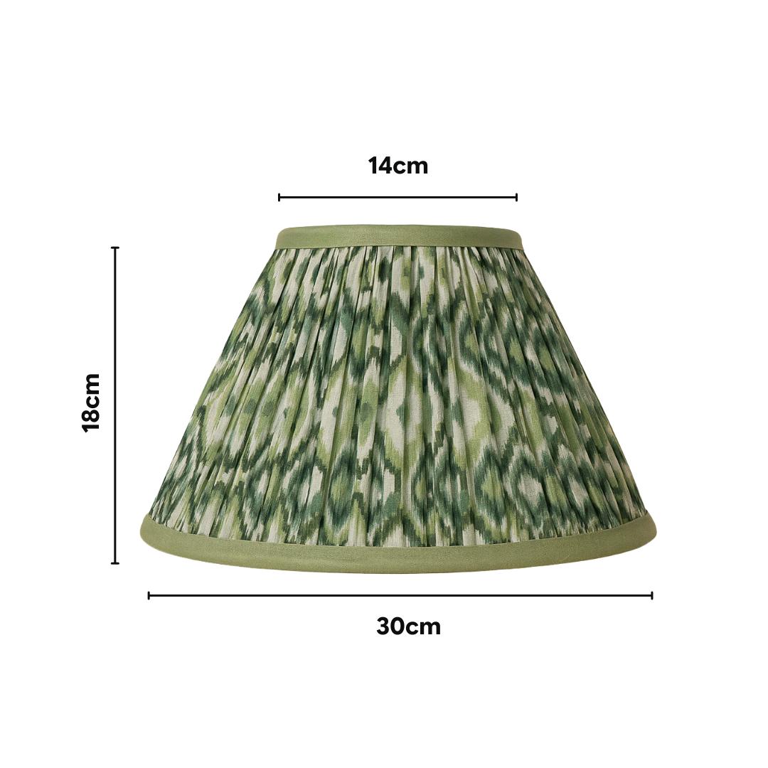 AARTIN Pixie Metal Table Lamp With Green & White Ikat Lampshade