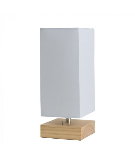 Alfis Table Lamp in Pine and White with USB Port