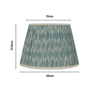 AARTIN Juno Wood Floor Lamp With Bluish Grey Ikat Lampshade