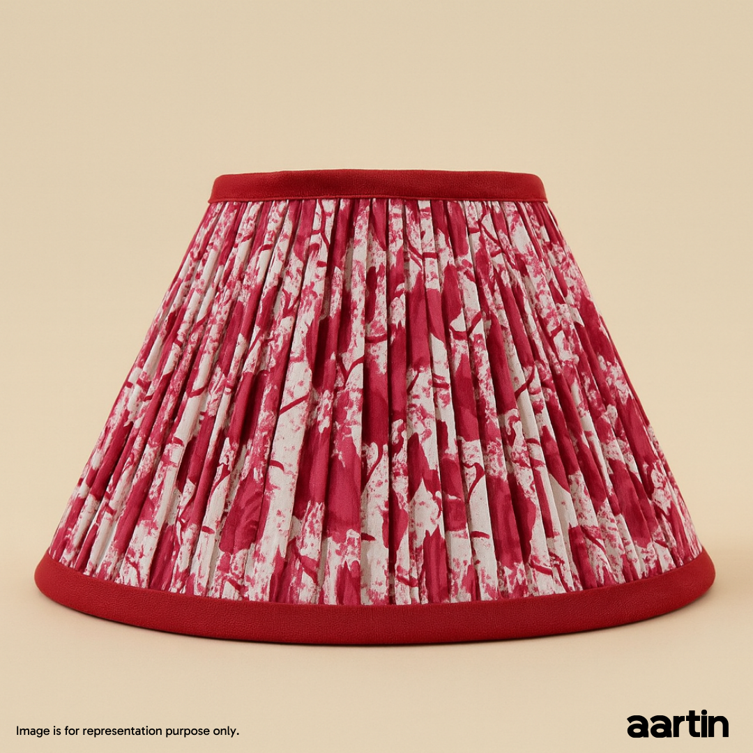 AARTIN 30 CM CRIMSON BLOOMS EMPIRE GATHERED LAMPSHADE IN COTTON