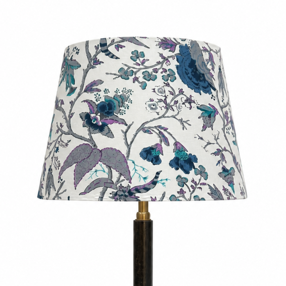AARTIN 35 CM Grey Lilac Blooms Cotton Lampshade - Straight Empire ( Shade Only )