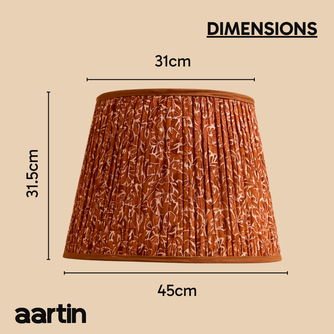 AARTIN 45 CM AUTUMN LEAVES STRAIGHT EMPIRE GATHERED LAMPSHADE IN COTTON