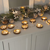 10 Light Battery Operated LED Star & Reindeer Wooden Disk String Lights