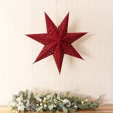 45cm Pin Up Plug In Paper Star With Red Velvet Finish