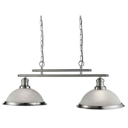 Searchlight Bistro Silver 2 Light Ceiling Bar Pendant Glass Shades