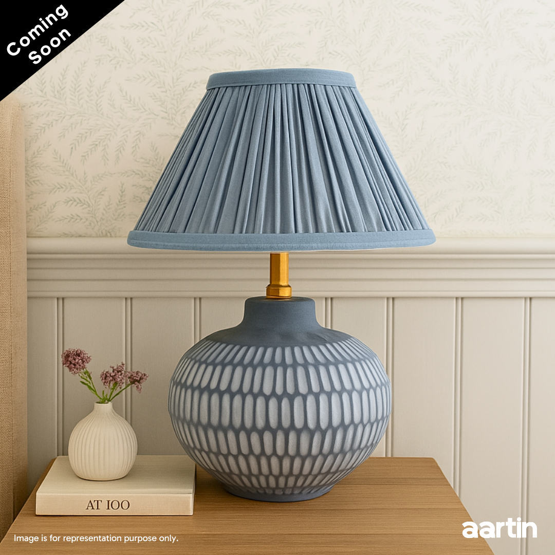 AARTIN YORK TABLE LAMP IN BLUE UNGLAZED CERAMIC (BASE ONLY)