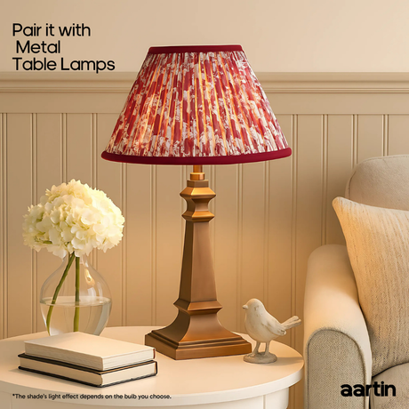 AARTIN 30 CM CRIMSON BLOOMS EMPIRE GATHERED LAMPSHADE IN COTTON