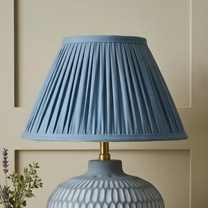 AARTIN  Blue Silk Gathered Lampshade - Empire ( Shade Only )