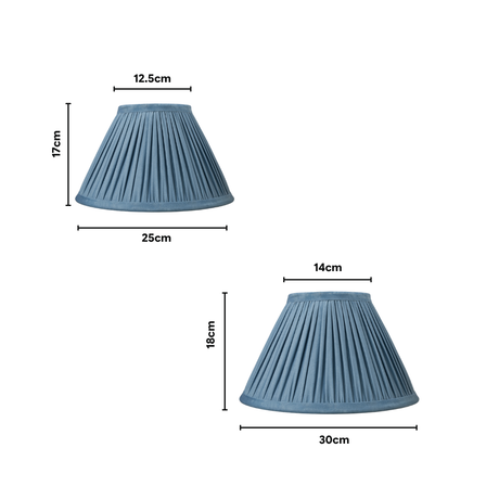 AARTIN  Blue Silk Gathered Lampshade - Empire ( Shade Only )