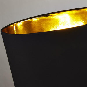 Chloe Table Lamp - Antique Copper & Oval Black Shade - Comet Lighting
