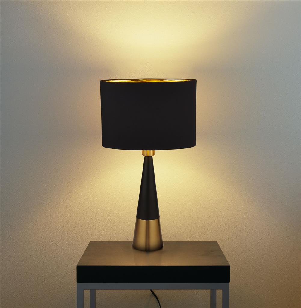 Chloe Table Lamp - Antique Copper & Oval Black Shade