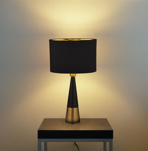 Chloe Table Lamp - Antique Copper & Oval Black Shade - Comet Lighting