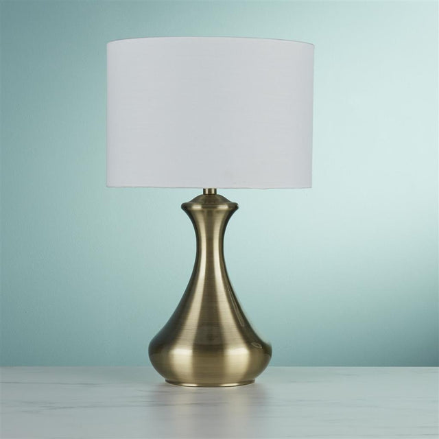 Searchlight Brass Touch Table Lamp Cream Fabric Shade