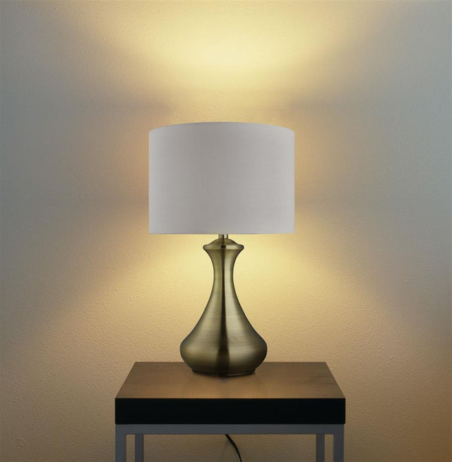 Searchlight Brass Touch Table Lamp Cream Fabric Shade - Comet Lighting