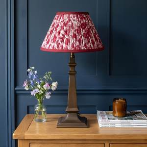 AARTIN Azura Metal Table Lamp With Crimson Blooms Lampshade