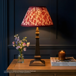 AARTIN Azura Metal Table Lamp With Crimson Blooms Lampshade