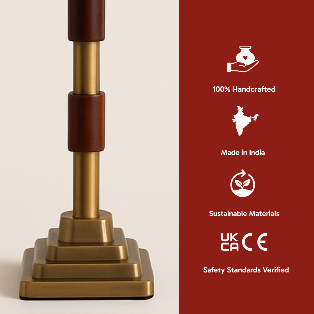 AARTIN CLOVER TABLE LAMP IN ANTIQUE BRASS & WOOD (BASE ONLY)