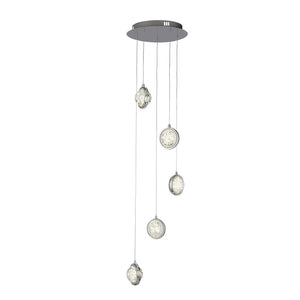 Quartz 5Lt Ceiling Pendant - Chrome & Bubble Glass - Comet Lighting