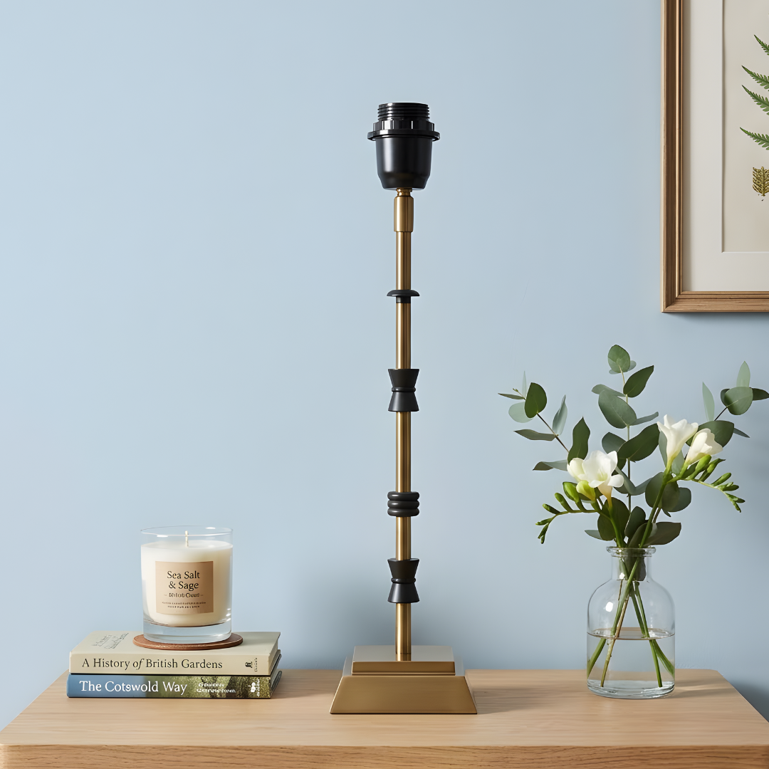 AARTIN Lily Metal Table Lamp - Antique Brass & Matte Black ( Base Only )