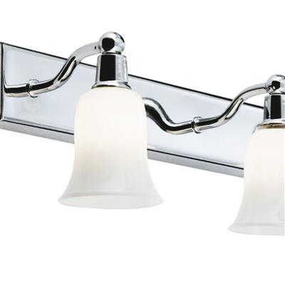 Searchlight Chrome 4 Light Wall Bar White Glass Shades