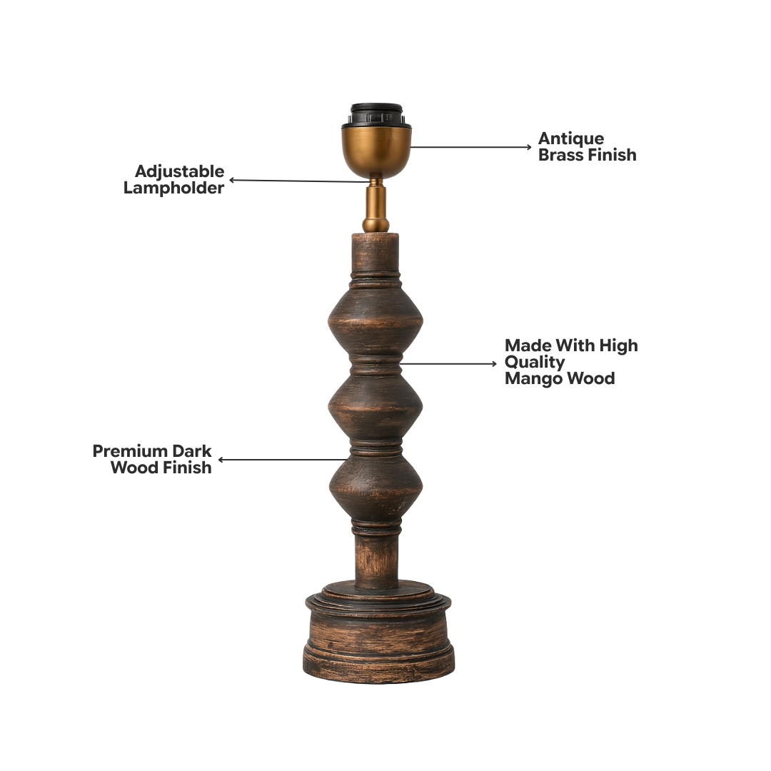 AARTIN Juno Wood Table Lamp - Dark Natural Wood ( Base Only )
