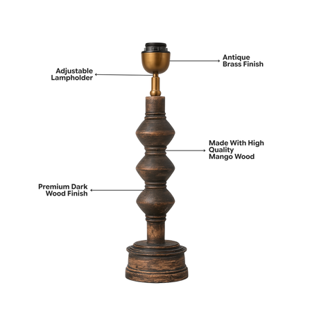 AARTIN Juno Wood Table Lamp - Dark Natural Wood ( Base Only )