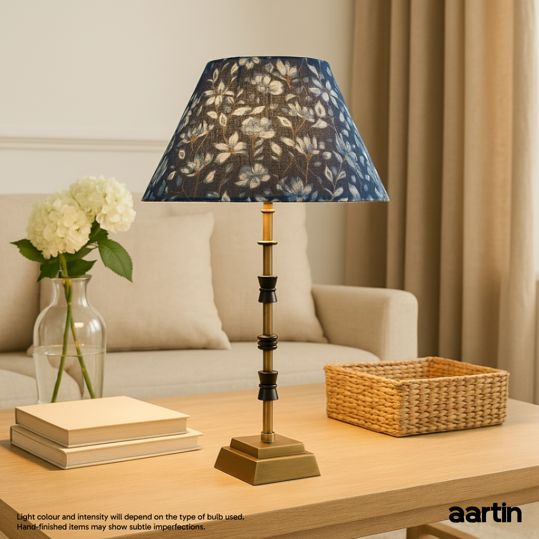 AARTIN LILY TABLE LAMP IN ANTIQUE BRASS & MATTE BLACK (BASE ONLY)