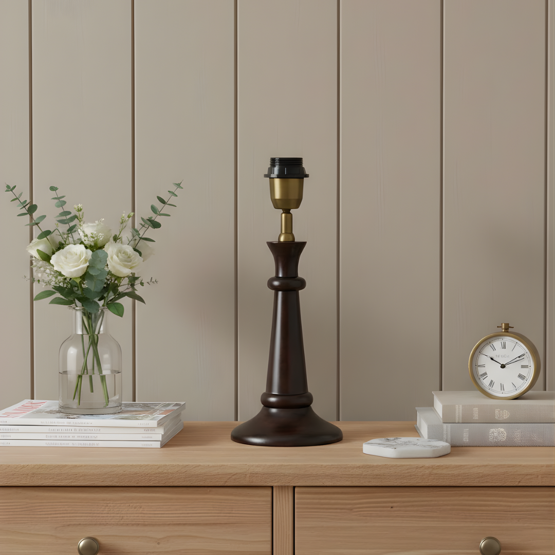 AARTIN Fable Wood Table Lamp - Dark Wood Finish ( Base Only)