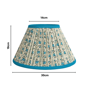 AARTIN Penny Wood Table Lamp With Blue Willow Lampshade