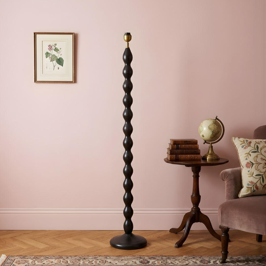 AARTIN Ripple Wood Floor Lamp - Ebony Finish (Base Only)
