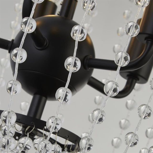 Searchlight Shower 5Lt Ceiling Pendant - Black Metal & Clear Crystal
