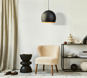 Chicago Pendant  - Matt Black Metal & Gold Inner - Comet Lighting