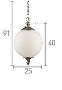 Searchlight Atom Brass Pendant Light Glass Ball Shade