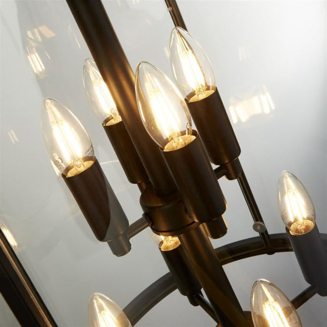 Searchlight Lantern Grande 8Lt Ceiling Pendant - Black & Clear Glass