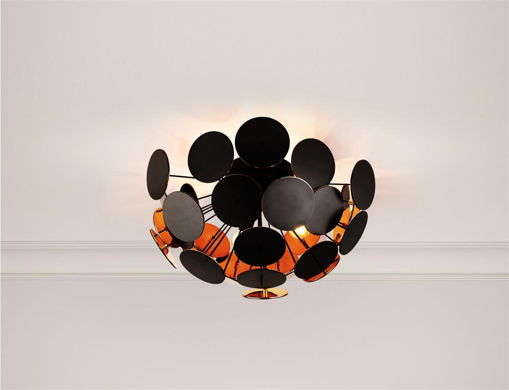 Gappah 3Lt Semi-Flush Ceiling Light Black/Gold