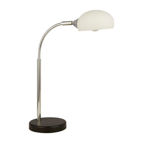 Astro Table Lamp - Black & Chrome Metal & Opal Glass Shade