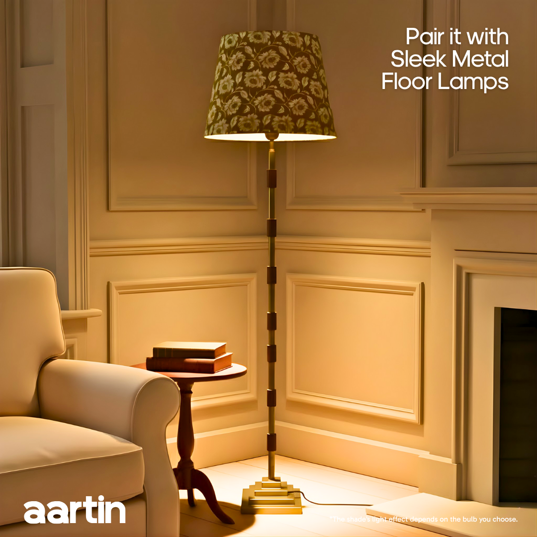 AARTIN 45 CM GOLDEN PETALS STRAIGHT EMPIRE ROLLED LAMPSHADE IN COTTON