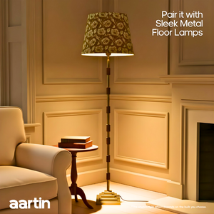 AARTIN 45 CM GOLDEN PETALS STRAIGHT EMPIRE ROLLED LAMPSHADE IN COTTON