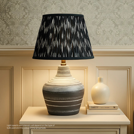 AARTIN 30 CM Black and White Ikat Cotton Lampshade - Straight Empire ( Shade Only )