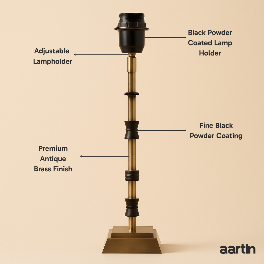 AARTIN LILY TABLE LAMP IN ANTIQUE BRASS & MATTE BLACK (BASE ONLY)