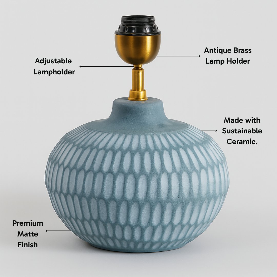 AARTIN YORK TABLE LAMP IN BLUE UNGLAZED CERAMIC (BASE ONLY)