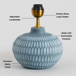 AARTIN YORK TABLE LAMP IN BLUE UNGLAZED CERAMIC (BASE ONLY)